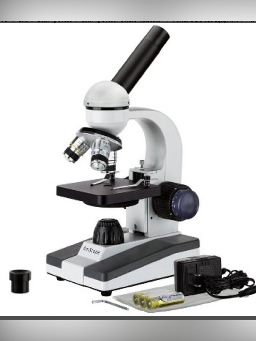 New AmScope M150C-MS-WF Monocular Compound Microscope 40-1000x Mag, Portable
